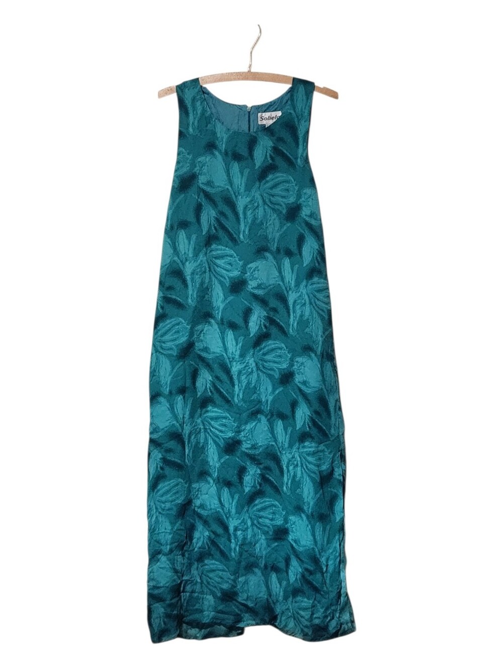 Vintage Soliela Teal Floral Maxi Dress Size Large